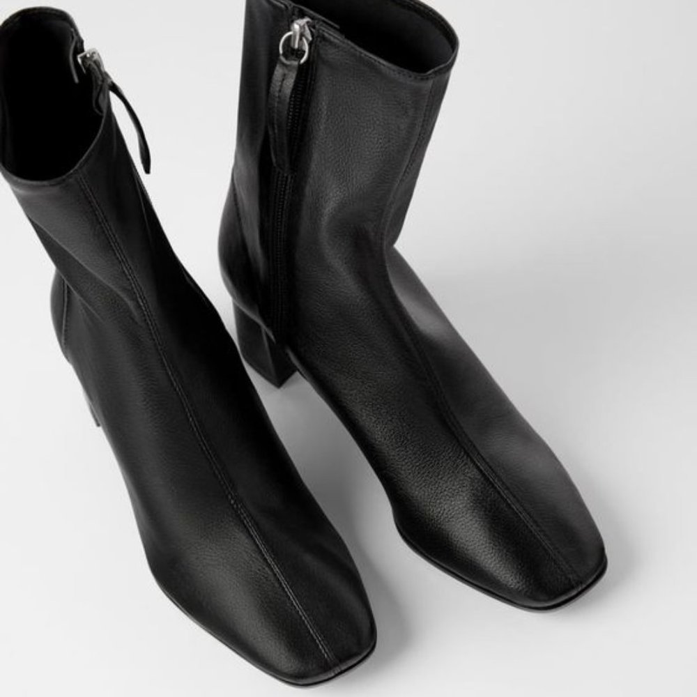 NWT Zara Black Soft Leather Boots